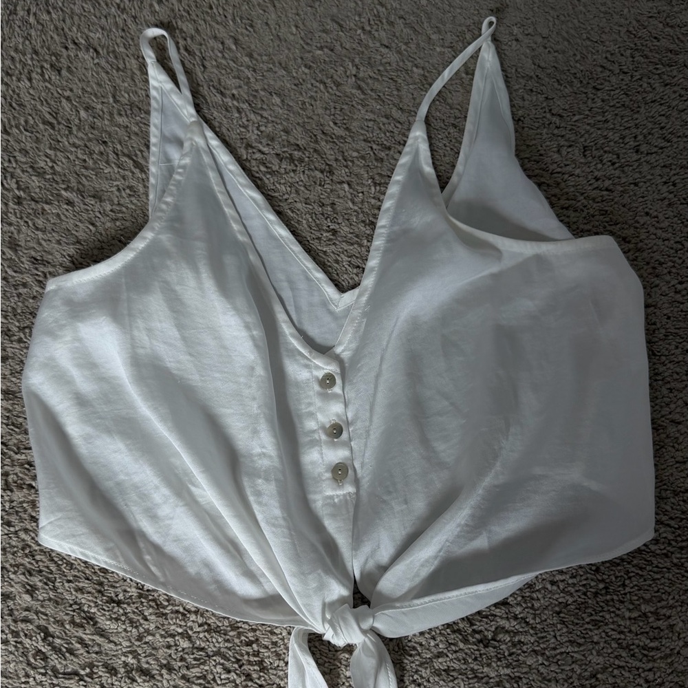 Free people flowy white top with tie
